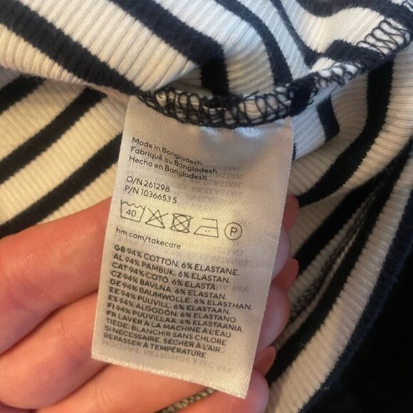 H&M Border Ribbed Sleeveless Tank Top Navy White Stripes - Picture 4 of 8